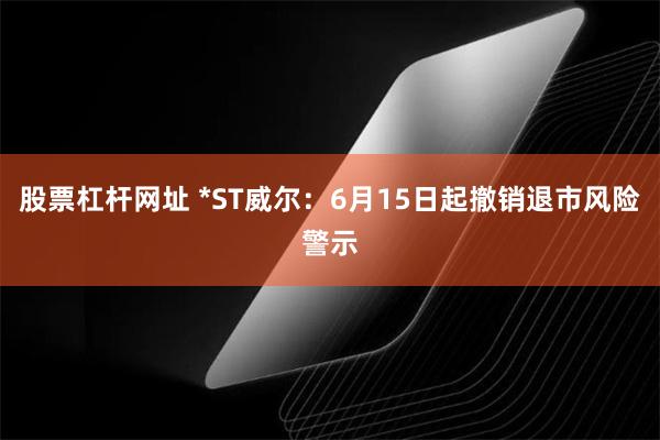 股票杠杆网址 *ST威尔：6月15日起撤销退市风险警示
