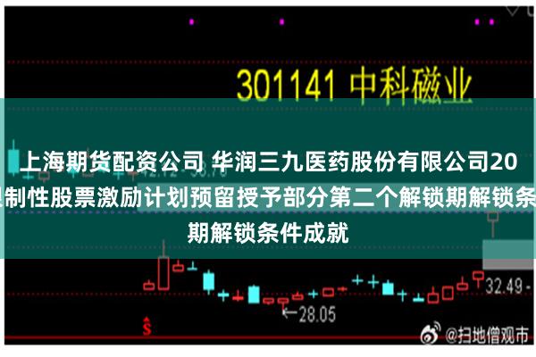 上海期货配资公司 华润三九医药股份有限公司2021年限制性股票激励计划预留授予部分第二个解锁期解锁条件成就