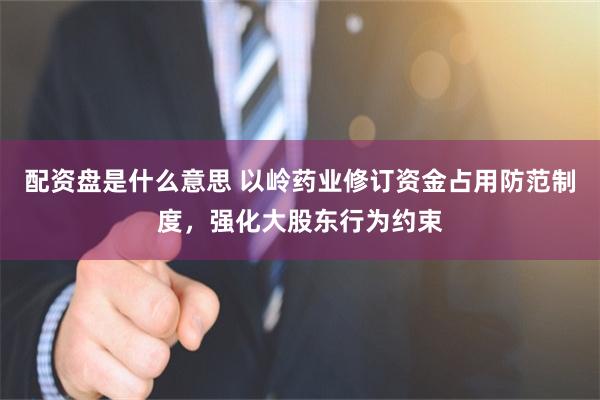 配资盘是什么意思 以岭药业修订资金占用防范制度，强化大股东行为约束