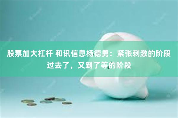 股票加大杠杆 和讯信息杨德勇：紧张刺激的阶段过去了，又到了等的阶段