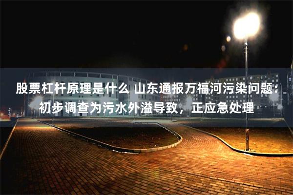 股票杠杆原理是什么 山东通报万福河污染问题：初步调查为污水外溢导致，正应急处理