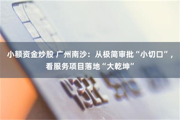 小额资金炒股 广州南沙：从极简审批“小切口”，看服务项目落地“大乾坤”