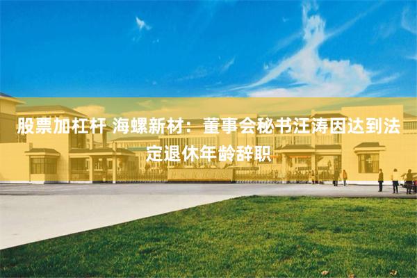 股票加杠杆 海螺新材：董事会秘书汪涛因达到法定退休年龄辞职